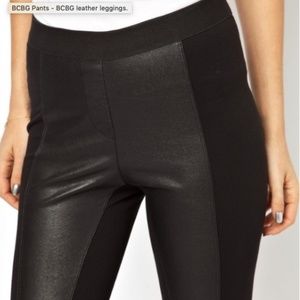 BCBGMAXAZRIA Leather Moto Panel Legging Pants